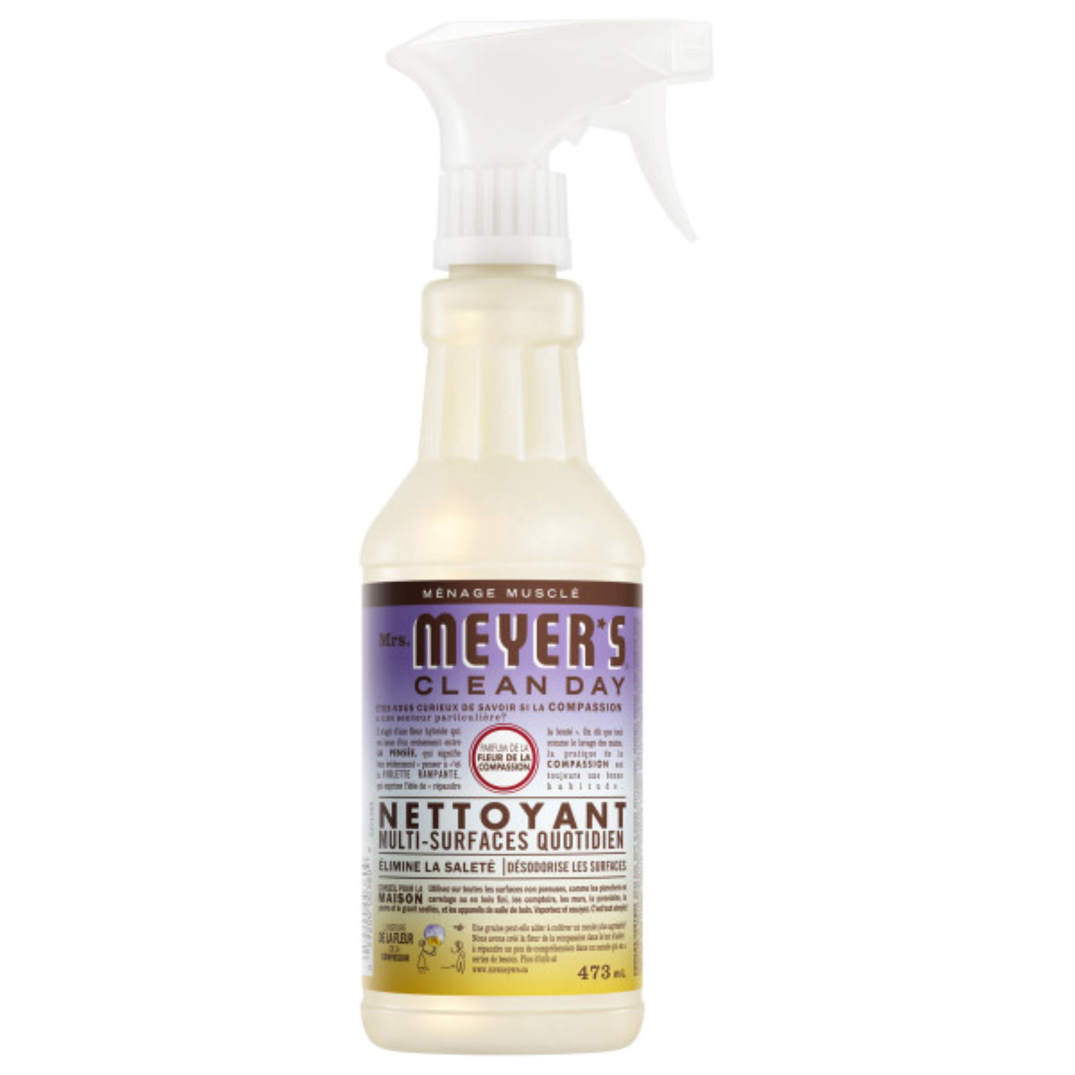 Mrs. Meyers Nettoyant Multi-Surfaces, Nettoyant Naturel, Parfum de Fleur de la Compassion, 473ml