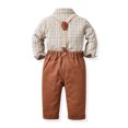 thumbnail image 4 of RXIRUCGD Ensemble Mode pour Enfants Chemise à Rayures Pantalon Ensemble 2 Pcs Manches Longues Col Rond Haut/chemise (Café, Taille: 70), 4 of 9