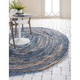 thumbnail image 2 of Unique Loom Tressé Chindi Collection Casual Moderne Bleu Ovale Tapis (3' 3 x 5' 0), 2 of 4