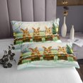 thumbnail image 3 of Christmas Rabbit Kids Queen Coverlet Set Cute Cartoon Animal Bedspread Set For Boys Girls,Xmas Pine Tree Winter Snowflakes Quilt Set Rustic Wooden Railings Holiday Bed Set, 3 of 5