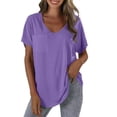 thumbnail image 1 of Yubnlvae T-Shirt Décontracté à Poche à Manches Courtes pour Femmes, T-Shirt Décontracté à la Mode pour Femmes Uni avec Poche, Liquidation! Uni, Col Rond, Violet, G, 1 of 4