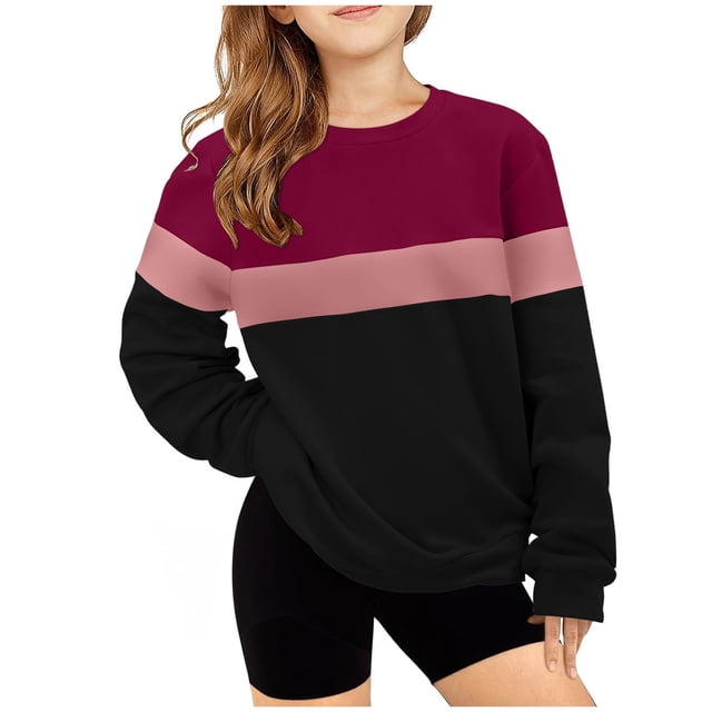 Posijego Unisexe Garçons Filles Chandail de Mode Enfants Col Rond Décontracté Manches Longues Chandail Athlétique à Enfiler Hauts