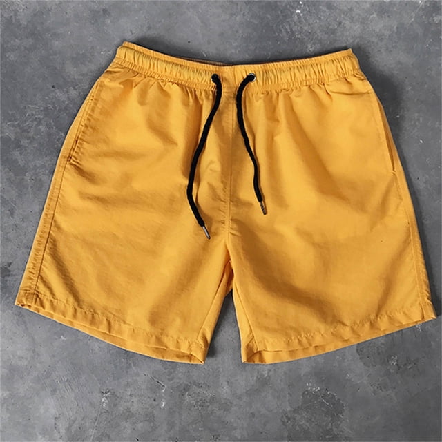 SMihono Mens Shorts Casual and Athletic Plus Size Casual Drawstring Pocket Solid Color Candy Color Five-point Beach Shorts