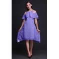 thumbnail image 2 of Bimba Block Print Flutter Sleeve Womens Party Tunic Cold Shoulder Midi Dress-Small, 2 of 6