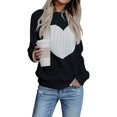 thumbnail image 1 of Women Sweaters Heart Front Crew Neck Long Sleeve Knitted Pullover Sweater, 1 of 7