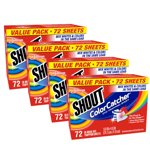 Shout Color Catcher Sheets for Laundry, Allow mixed washes, Prevent color runs, and Maintain original color of clothing, 72 Count - Pack of 4 (288 Total Sheets)