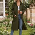 thumbnail image 2 of JGGSPWM Cardigan Long Décontracté pour Femmes 2025 Manteaux d'Hiver Veste d'Automne Col Rabattu Poche Fermeture Éclair Manteau d'Extérieur Vert P, 2 of 6