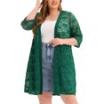 thumbnail image 1 of Agnes Orinda Women's Plus Size Cardigans Lace Lightweight Knit 3/4 Sleeves Cover Up Cardigans 1X Green, 1 of 7