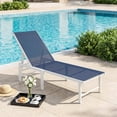 thumbnail image 2 of Outsunny Outdoor Lounge Chair, 5-Position Tanning Chair, Dark Blue, 2 of 10