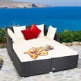 thumbnail image 1 of Costway Outdoor Patio Rattan Daybed Pillows Cushioned Sofa Furniture Biege, 1 of 10