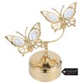 thumbnail image 1 of 24K Gold Plated Music Box with Crystal Studded Double Butterfly Figurine by Matashi, 1 of 7