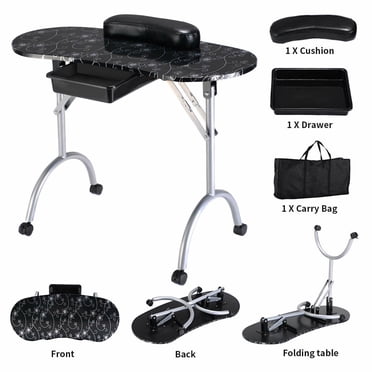 Costway Portable Manicure Nail Table Station Desk Spa Beauty Salon Equipment
