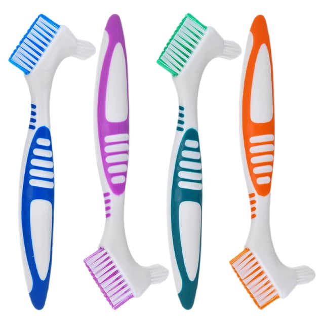 4pcs Denture Brush Double Side Toothbrush Multi-Layered Bristles Hard Denture Toothbrushes Teeth Cleaning Brush For Denture