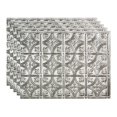 thumbnail image 1 of FASÃ„DE Traditional Style/Pattern 1 Decorative Vinyl 18in x 24in Backsplash Panel in Crosshatch Silver (5 Pack), 1 of 15