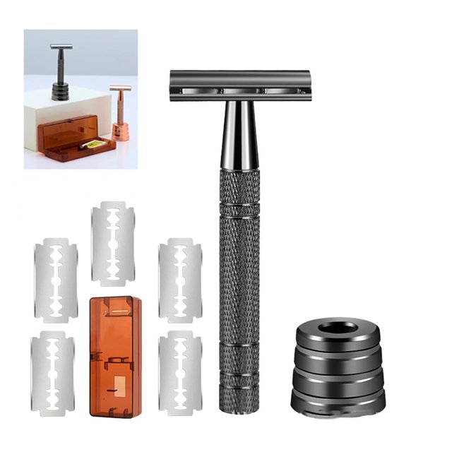 XYCCA Jodial Razor - Safety Edge Razor for Women and Men, with 5 Platinum Coated Double Edge Safety Razor Blades, Reusable Metal Razors for a Smooth Shave-0721