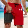 thumbnail image 2 of Ediodpoh Mens Swim Trunks Summer Fashion Gradient Color Double Layer Board Pants with Pockets Swim Shorts for Men Red L, 2 of 4