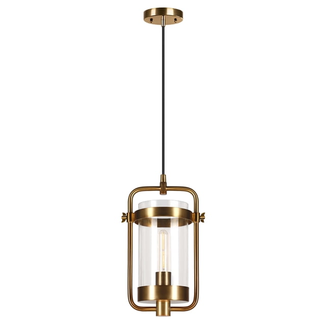 Henn&Hart 11" Brass Metal/Glass Pendant