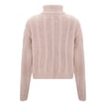 thumbnail image 5 of Fgnfyis Knit High Neck Pullover Sweater Short Cropped Ribbed Pattern Sweaters for Women for Soft Warm Winter Casual Turtleneck Light Pink L, 5 of 5