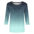 thumbnail image 5 of Cinvoph T-Shirts d'Été Imprimés pour Femmes Manches 3/4 Col Rond Dégradé Hauts Chandail Ample Blouses de Vacances, 5 of 5