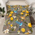 thumbnail image 2 of Erosebridal Chic Hummingbird Full Sheet Sets, Orange Lemon Beige Floral Flower Bedding Full Size, Microfiber 4pcs, 2 of 6