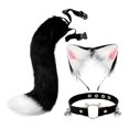 thumbnail image 2 of Faux Fur Cat Ears and Kits Carnival Plush Tail Set Costume Fancy Dress Gift for Stage Shows Black White, 2 of 9