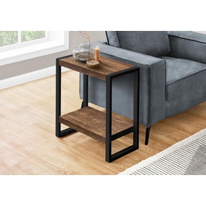 Monarch Specialties Accent Table, Side, End, Nightstand, Lamp, Living Room, Bedroom, Brown Laminate, Black Metal, Industrial
