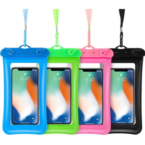 4 Piece Floatable Waterproof Phone Pouch Floating Waterproof Cell Phone Case Universal Cellphone Dry Bag Case with Lanyard for Smartphone up to 6.5 Inch