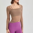 thumbnail image 2 of FAIWAD Women's Long Sleeve Sport Tops Square Neck Solid Color Lightweight Pullover Tops with Bra, 2 of 5
