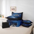 thumbnail image 4 of Nautical Rudder King Bedding Set 7 Pieces,Mystic Spider Web Trippy Blue Black Comforter Set with Sheets for Kids,Navigation Ocean Adventure Theme Psychedelic Bed Set in a Bag with Pillow Covers, 4 of 5