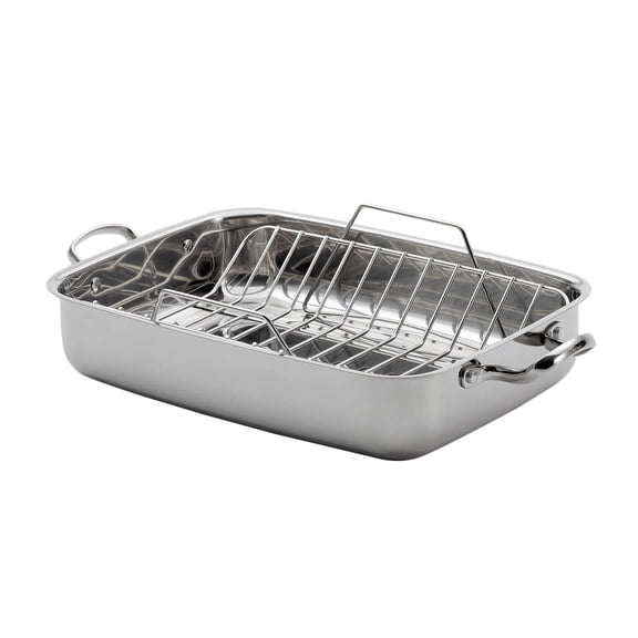 Lagostina Rôtissoire en Acier Inoxydable 18/10 avec Grille, 39 cm X 28 cm (15.3 Po X 11 Po)