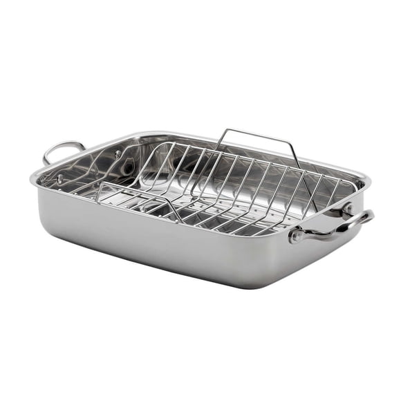 Lagostina Rôtissoire en Acier Inoxydable 18/10 avec Grille, 39 cm X 28 cm (15.3 Po X 11 Po)