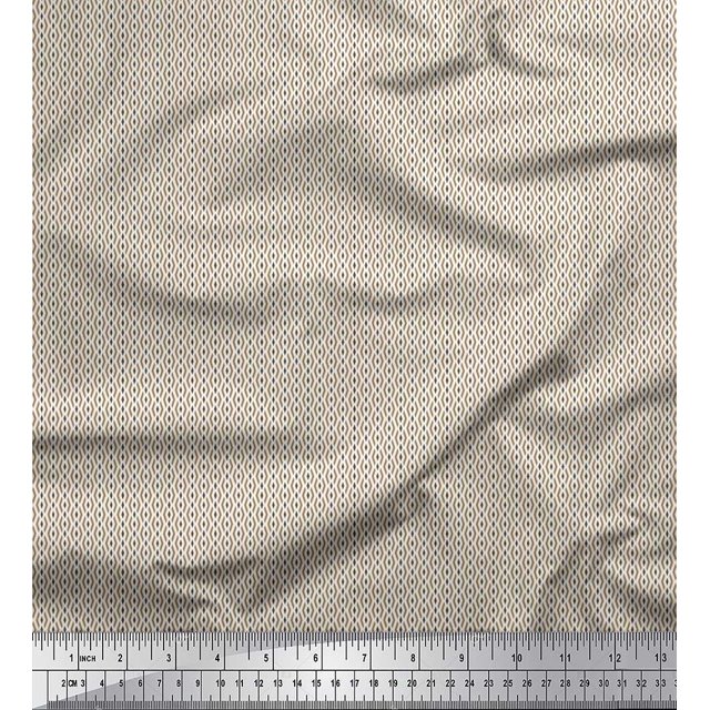 Soimoi Satin Silk Fabric Geometric Small Printed Fabric 1 Yard 42 Inch Wide