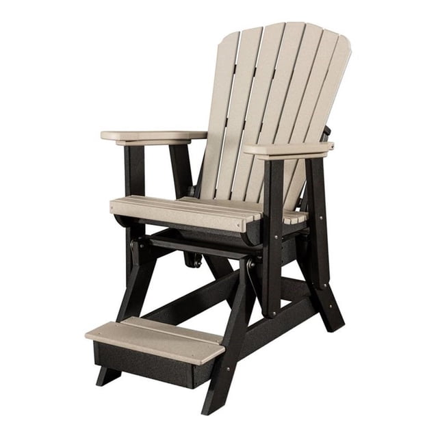 Pemberly Row Resin Fan Back Balcony Glider in Weatherwood/Black