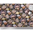 thumbnail image 2 of Soimoi Black polyester Crepe Fabric Crab,Shell & Coral Ocean Printed Fabric 1 Yard 52 Inch Wide, 2 of 3