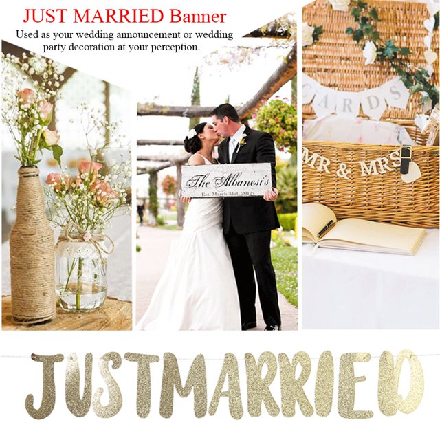 Paper JUSTMARRIED Banner,JUST MARRIED Banner Bunting Bunting Letter Banner JUSTMARRIED Banner Innovative Solution