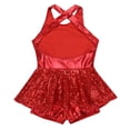 thumbnail image 4 of Miaeowve Justaucorps à Paillettes Brillantes pour Filles, Jupe Croisée dans le Dos, Robe de Danse Ballet pour Danse Jazz Moderne, Rouge 10, 4 of 7