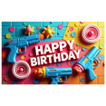 thumbnail image 2 of Colorful Arcade Themed Happy Birthday Banner Backdrop Party Decorations for Birthday Party Gaming Themed Events Photography Props Photo Booth Setups, 2 of 4