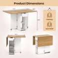 thumbnail image 3 of Gymax Folding Dining Table w/2 Open Shelves & Drawer 2 Lockable Universal Wheels Natural & Black, 3 of 10