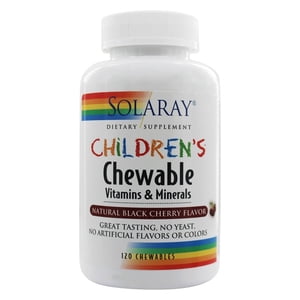 Solaray - Vitamines à croquer pour enfants & Minéraux Saveur de cerise noire naturelle - 120 Écuisses à croquer