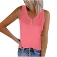 thumbnail image 2 of QUINDOS Tank Tops for Women Pink Summer Workout Striped Round Neck Button Elastic Tank Tops Womens Camisoles 2025, 2 of 5