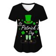 thumbnail image 1 of Birdeem Mode Saint-Patrick Femmes Col en V Décontracté Manches Courtes Poches Imprimées Hauts Blouse, 1 of 4
