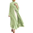 thumbnail image 1 of Abayas Robe Musulmane pour Femmes à Manches Longues Abaya Islamique Aïd Dubaï Caftan Robes Moyen-Orient Robe de Prière Robe en Mousseline, 1 of 7