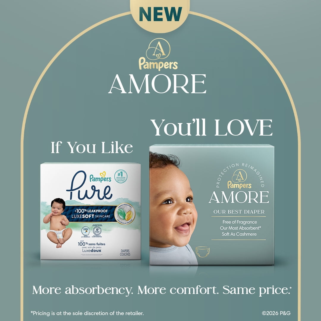 NOUVEAU Pampers AMORE, taille 2 (4,5 à 10 kg [10 à 22 lb]), notre meilleure couche, 186 unités