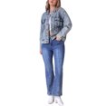 thumbnail image 2 of INSPIRE CHIC Women's Oversized Denim Button Down Chest Flap Pockets Jean Jacket L Gray Blue, 2 of 6