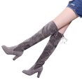 thumbnail image 4 of Bottes Mi-Mollet d'Hiver Chaudes pour Femmes à Rivets, Fermeture Éclair, Talons Sabots, Équitation, Aguichant, 4 of 8