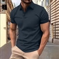 thumbnail image 2 of HVOBTTY Mens Summer Soft Versatile Pullover Casual Fashion Solid Color Collared Short Sleeve Loose Breathable Daily Base Layer Tops Dark Gray, M, 2 of 5