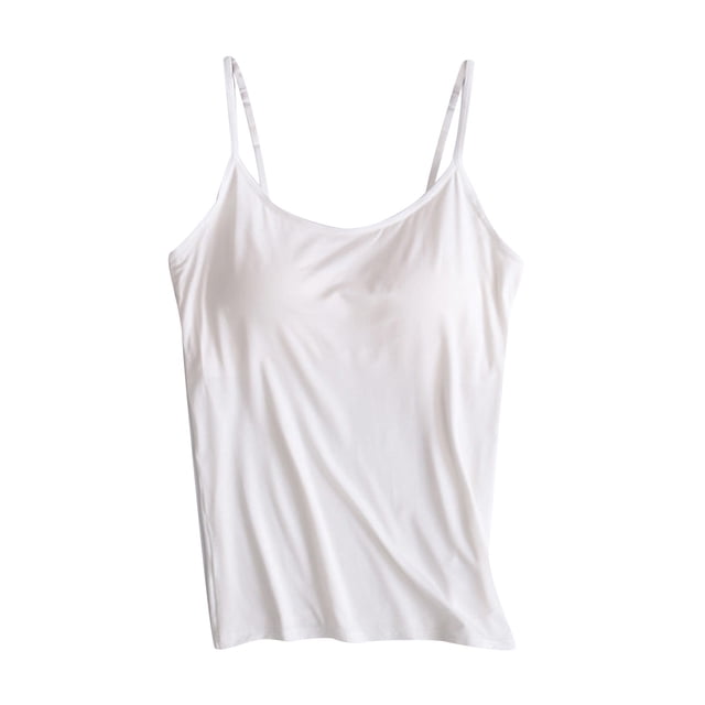 Timegard Camisoles pour Femmes avec Soutien-Gorge Intégré Débardeurs d'Été Sans Manches Bretelles Spaghetti Ajustables