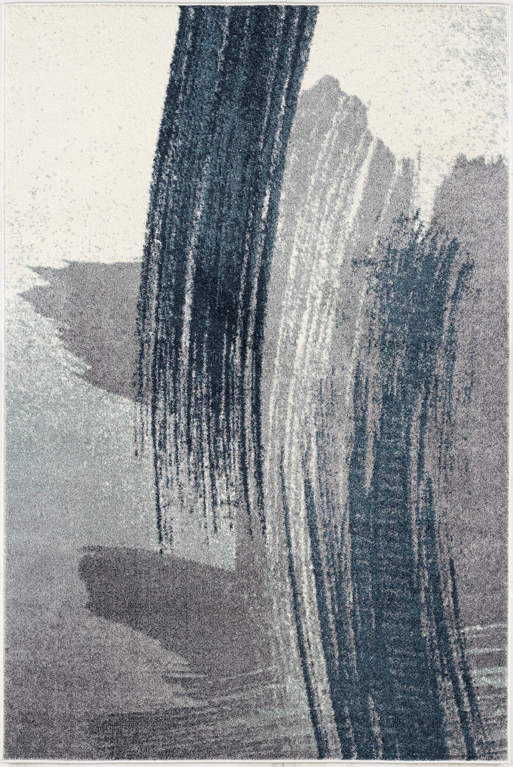 Tapis d'intérieur scandinave Rug Branch Nova 2' x 25' (taille exacte : 2'3" x 25'), bleu et blanc, contemporain - Entrée, couloir, salle de bain et cuisine