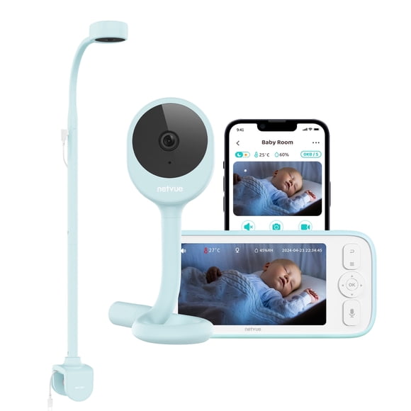 Moniteur pour Bébé avec Caméra Vidéo et Audio, Moniteur de Sommeil pour Bébé Netvue avec Écran 5 Pouces HD 1080P, Audio Bidirectionnel, Caméra pour Bébé