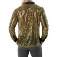 thumbnail image 4 of Faithtur New Fashion Men Spring Autumn Sequins Shirt Long Sleeve Turn Down Collar Button Dot Shirts, 4 of 6